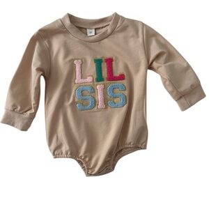 NWOT Tan 'Lil Sis' Baby Onesie